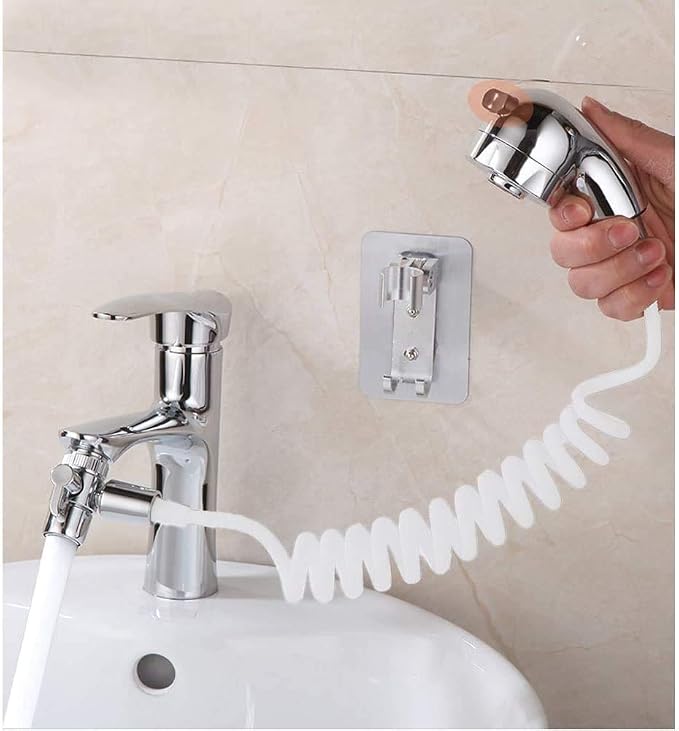 Sink Faucet Sprayer Hand Shower Sink Shower Hose Sprayer for Hair Washing,Rinser Set with Faucet Adapter, Shower Stand and Hose - for Utility Room, Bathroom, Laundry Tub
