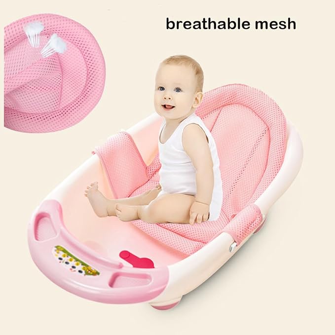 Baby Bath Seat Support Net Infant Bathtub Mesh Cushion Newborn Baby Shower Lie Seat Toddler Bathing Breathable Mat Shower Pad for 0-18 Months