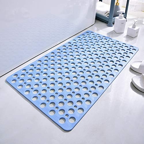Casa and Beyond Shower Mat,Non Slip Bath Mat and Shower Mat with Suction Cups and Drain Holes,Bathroom Mat Easy to Clean Soft Machine Washable,Bathtub Mat Easy Dry&Cut (Blue,35" x 24"(Rectangular))