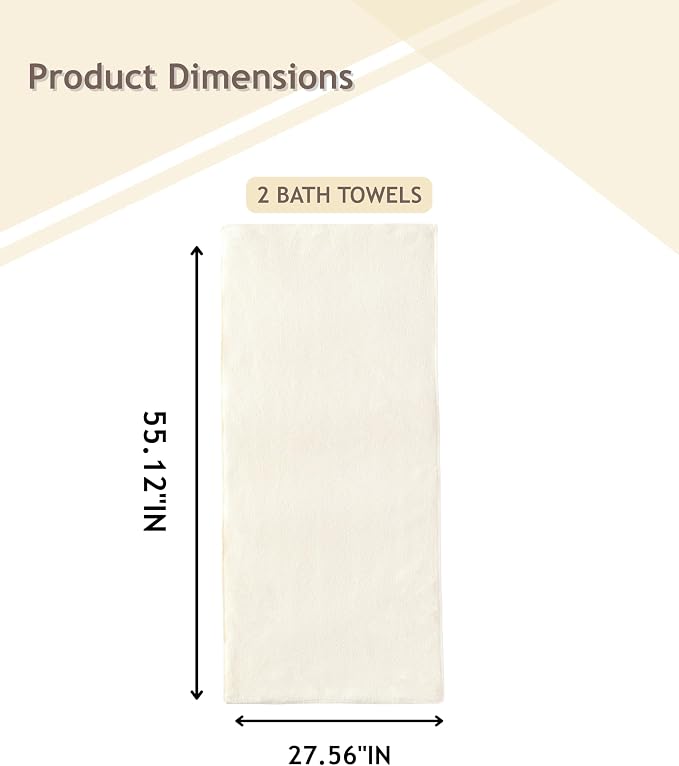 sakano 2-Piece Bath Towel Set - Ultra Soft Highly Absorbent No Fuzz Quick-Dry Microfiber Bath Sheets for Gym, Spa, and Salon -White, 28 x 55 inches