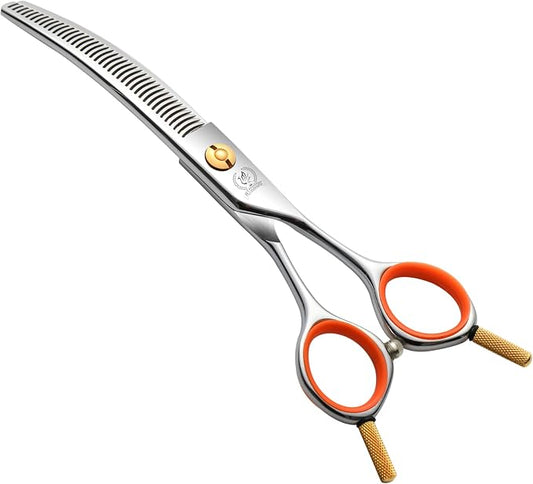 6'' Small Curved Thinning Scissors Lightweight Dog Cat Grooming Scissors with Safety Round Tip JP440C Stainless Steel