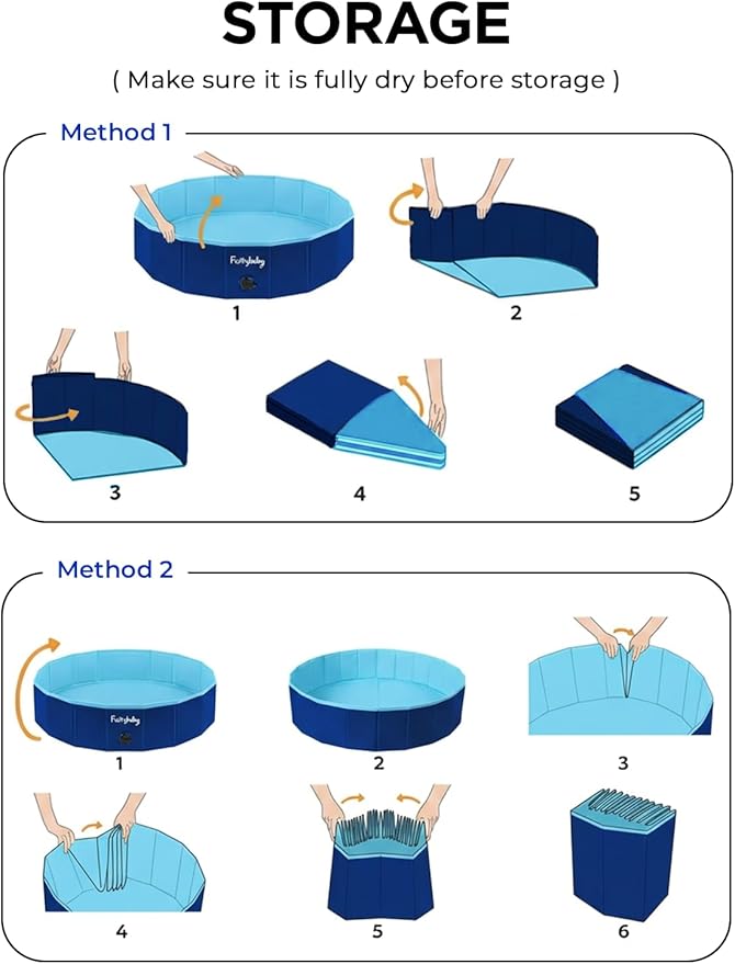 Furrybaby Dog Pool, Foldable Dog Pools for Large Dogs Portable Kiddie Pool Pet Doggie Wading Swimming(Navy 47'') Indoor and Outdoor