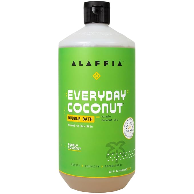 Alaffia Everyday Coconut Bubble Bath, Purely Coconut Scent, 32 Oz
