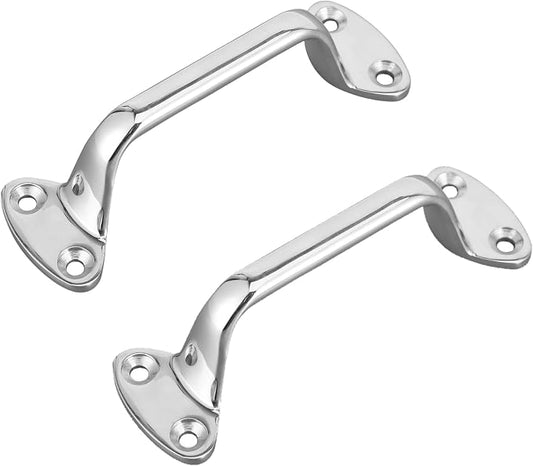 Bath Grab Bar, 6in Shower Grab Bar Stainless Steel Bathroom Handles Stairway Handrail Balance Bar Boat Yacht Handle Pull Shower Handle Safety Bar for Grab Bars Senior, Elderly, Handicap (2Pcs)