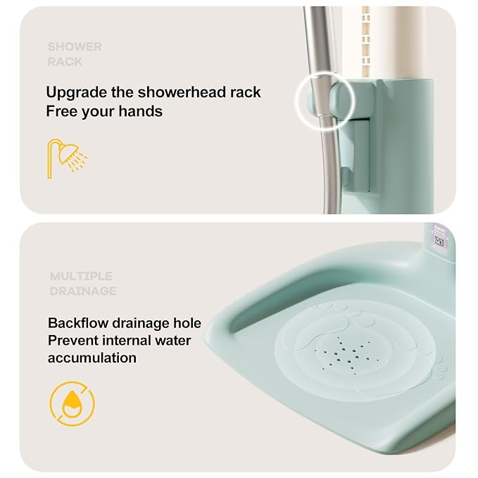 Adjustable Baby Shower Stand, Height (18.5-22.8 Inch) & Width (7.8-13.7 Inch) Adjustable with Anti-Slip Base - Duck Design ABS Bath Rack for Infants 8-24 Months (Supports 40KG) C