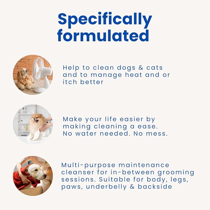 Waterless No Rinse Dog Dry Shampoo Cooling Effect for Smelly Dogs. Suitable Cat Shampoo for Dandruff. Good for Itch. Developed with Vet in Singapore-Minty Fresh-6.8 fl oz
