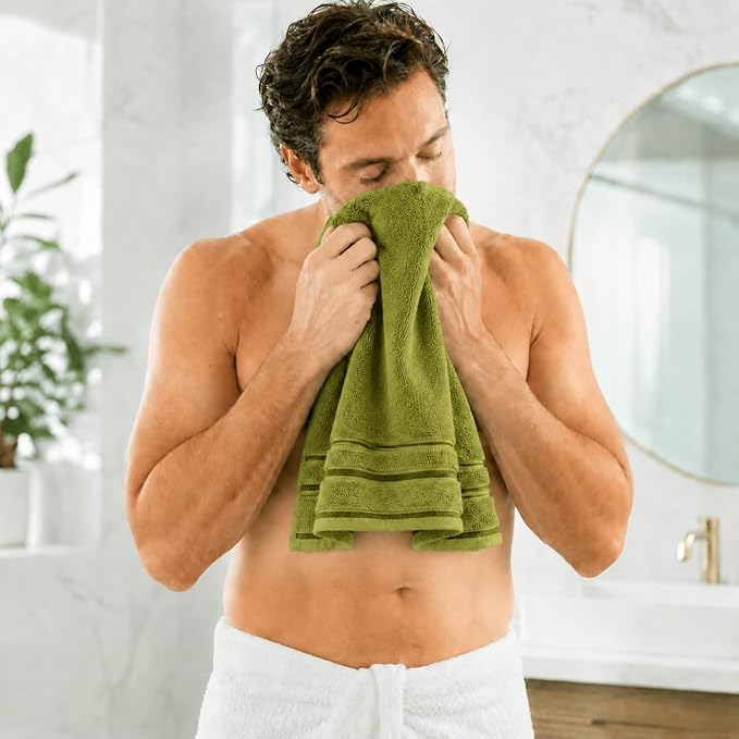 100% Cotton Bath Towel Set Pack of 6|500 GSM|Soft Large Bath Towel|Super Absorbent|Quick Dry|Ideal for Pool Home Gym Spa Hotel|Perfect for Daily Use|Bath Towel Set 27 x 54 Inches| Green