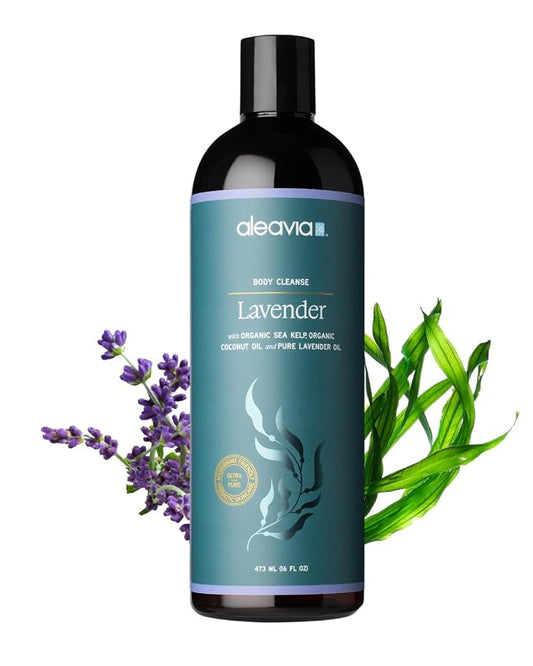 Aleavia Lavender Body Cleanse – Organic & All-Natural Prebiotic Body Wash, Scented with Pure Essential Oils – Nourish Your Skin Microbiome – 16 Oz.