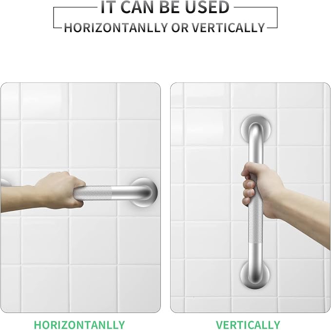 2 Pack 24 Inch Grab Bars for Bathtubs and Showers, Anti Slip Grab Bars Safe | Stainless Steel Shower Handle Toilet Handicap Elderly Senior Assist Bathroom Saft Handle with Concealed Screws ,Waterproof