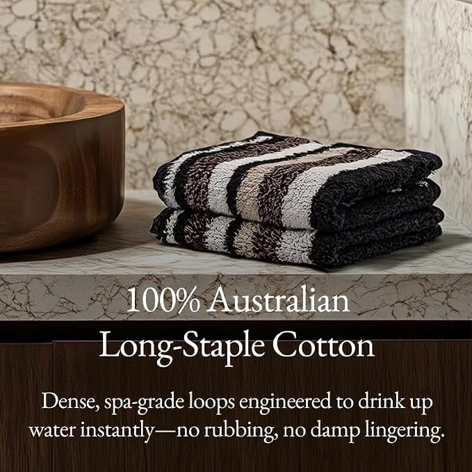 Italic Ultraplush Luxe 6 Piece Towel Set – 2 Bath Sheets, 2 Hand Towels, 2 Washcloths – 800GSM Soft, Highly Absorbent & Quick Drying, Resort Grade 100% Australian Cotton Towels (Stripe Multi-Color)