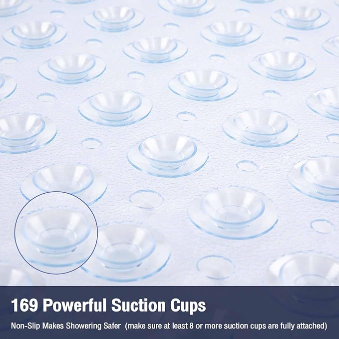 Clear Square Shower Mat Bathtub Mat Non Slip 21x21 Inch, Square Bath Mat for Inside Shower Tub, Shower Stall Mats for Bathroom Floor, Big Suction Cups Drain Hole, Easy Washable, BPA-Free