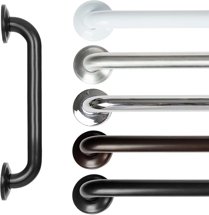 Vive Grab Bar for Showers - Bathroom Antislip Handrail for Seniors, Elderly Assistance Product, Heavy Duty Shower Handles, Handicap Grab Bars, Stainless Steel, Multipurpose, 440 lbs (Black)