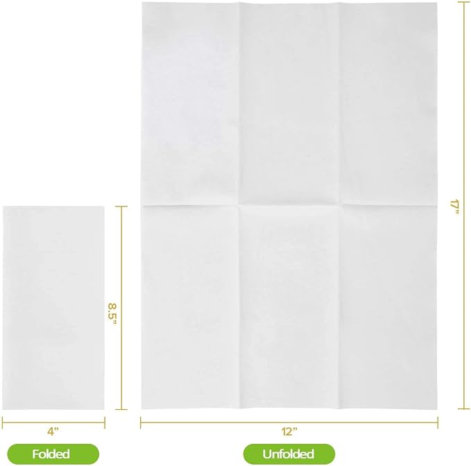 FOCUSLINE 100 Disposable Bathroom Napkins, Linen-Feel Paper Guest Towels, Soft and Absorbent Paper Hand Towels Party Napkins for Bathroom, Kitchen, Dinner, or Event, White, 12" x 17"