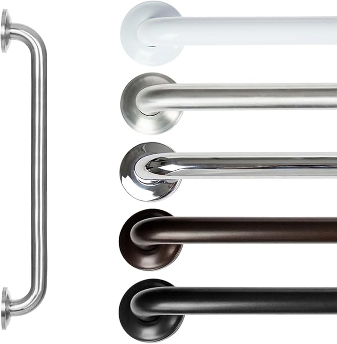Vive Grab Bar for Showers - Bathroom Antislip Handrail for Seniors, Elderly Assistance Product, Heavy Duty Shower Handles, Handicap Grab Bars, Stainless Steel, Multipurpose, 440 lbs (Nickel)