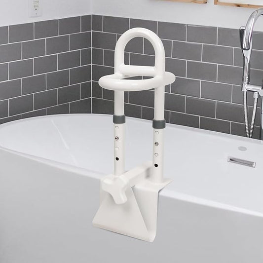 Adjustable Bathtub Safety Rail, Shower Grab Bars Handle with Non-Slip Handle for Seniors, Elderly, and Disabled, Fits 3"–6.7" Tub Walls, Supports 300 lbs, Bathroom Safety Bars