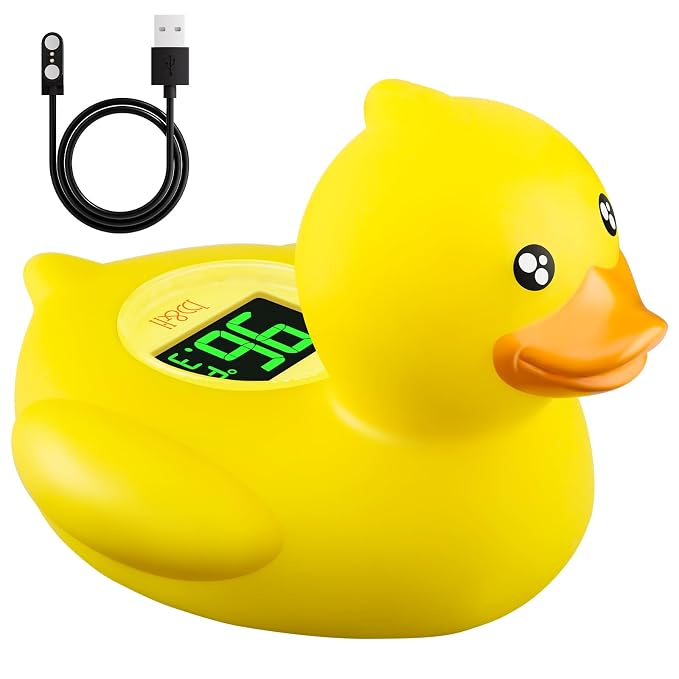 b&h Rechargeable Baby Bath Thermometer, Digital Water Temperature Monitor for Bathtub and Room, Floating Bath Toy for Newborns & Infants, Safe & Accurate (Baby Duck)
