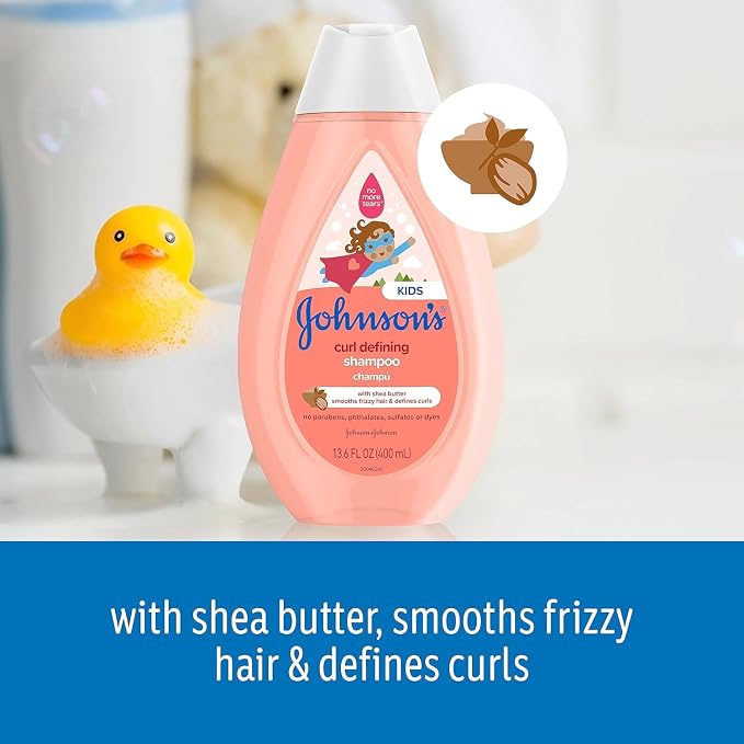 Bundle of Johnson's Kids Curl-Defining, Frizz Control, Tear-Free Kids Shampoo + Shea Butter, Paraben-, Sulfate- & Dye-Free, 13.6 fl. oz + Curl Defining Leave-In Conditioner, 6.8 fl. oz