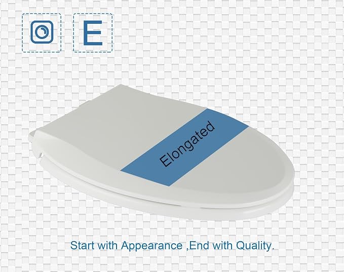 JINGZE Elongated Toilet Seat Slow Close, Quiet Toilet Seat Cover with Never Loosen Durable Toilet Seat Lid Easy to Install & Clean, Polypropylene (PP), White