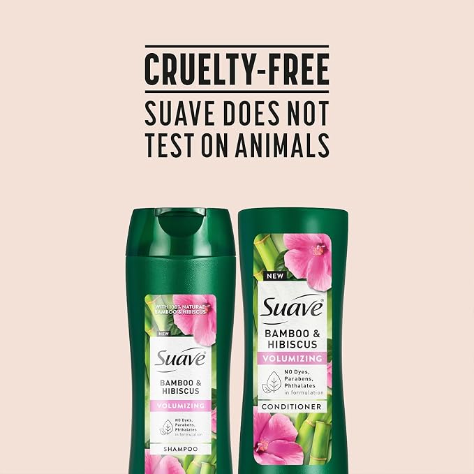 Suave Shampoo and Conditioner Set, Bamboo & Hibiscus – Volumizing Hair Products for Flat, Fine Hair, 12.6 Oz Ea