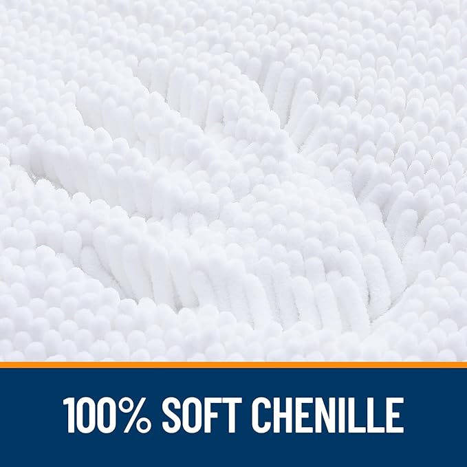 OLANLY Large Bathroom Rugs 44x32, Extra Soft Absorbent Chenille Bath Rugs, Rubber Backing Quick Dry, Machine Washable Bath Mats for Bathroom Floor, Tub and Shower, Home Decor Accessories, White