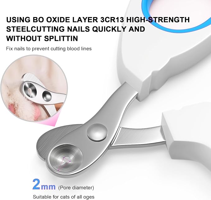 Aogeili Cat Claw Nail Clippers, Beginner Friendly Safety Trimmer, Pet Grooming Essentials Accessories with Stainless Steel Non Slip Handle for Kitten Puppy Rabbit Small Pets