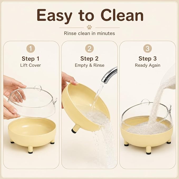Meow&Woof Hamster Sand Bath Container, Large Sandbox Toilet Gerbil Batheoom, Tiny Chinchilla Dust Bathtub Sand Bath Box for Hamster Cage Accessories 5.2 Inch-Yellow
