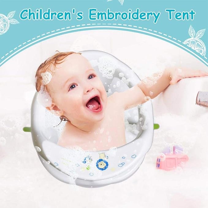 Newborn Infant Baby Bath Seat, Non-Slip Infants Baby Bath Chair for Bathtub, Cute Shape Baby Shower Chairs for Tub Sitting up, Surround Bathroom Seats for Baby 6-18 Months (Blue)