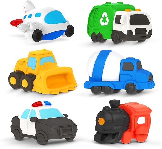 Zippytots 6 PCS Vehicle Floating Bath Toys Mold Free Infant Bath Tub Toys for 12 Months - No Hole Bathtub Toys for Toddlers 1-3 Water Pool Toys for Baby Toddler Ages 1+