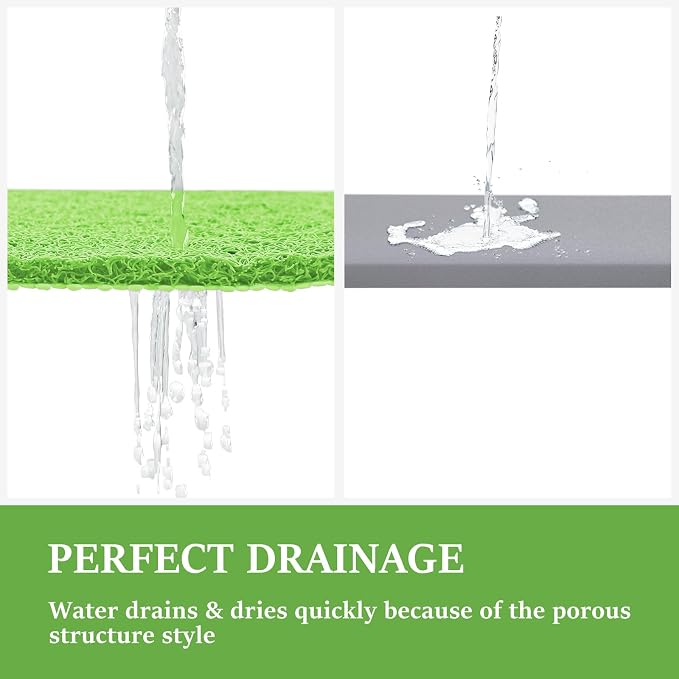 LuxStep Shower Mat Bathtub Mat,40x24 inch, Non-Slip Bath Mat with Drain, Quick Drying PVC Loofah Bathmat for Tub,Shower,Bathroom,Grass Green