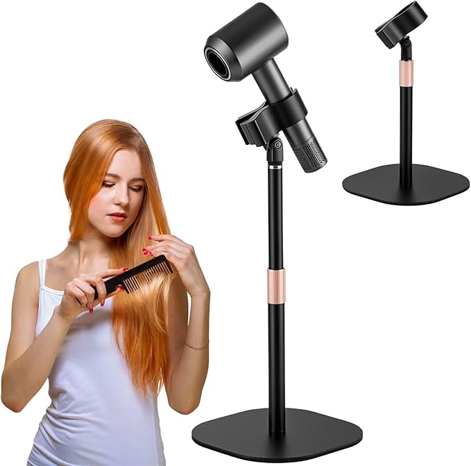 Hair Dryer Stand Holder-19 inch Ultra Stable Countertop Blow Dryer Stand | Enlarged Base Pedestal, Hands Free Blow Dryer Stand, 360 Degree Rotating, Height Adjustable, Works for 99% Blow Dryer