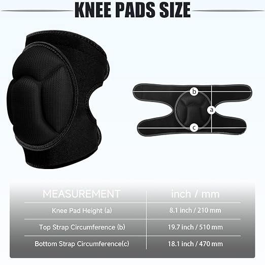 Knee Pads, Thick Sponge Anti-slip, Collision Avoidance Knee Pads, for Gardening Maintain， Running, Mountaineering, House Working (Black, Large)