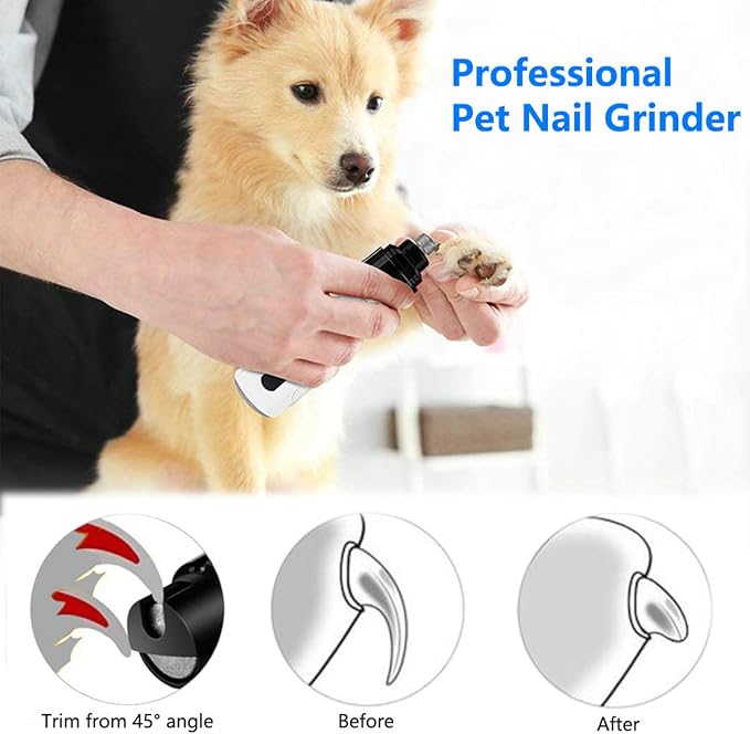 Silent Groom Pro Nail Grinder with 3-Level Battery Indicator – Ultra-Quiet (<40dB) Electric Pet Nail Trimmer for Small & Large Dogs | 2-Speed (6050-7700RPM) & Quick Sensor |USB Rechargeable