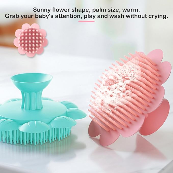 Baby Hair Scalp Massage Shampoo Brush with Soft Baby Bath Brush Silicone Massage Brush for All Hair Kid Newborn Toddler（）