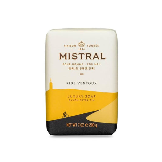 Mistral Ride Ventoux Luxury Soap | Citrus, Fir, Rosemary & Cedarwood Scent | Men’s Natural Soap Bar | Paraben & Phthalate-Free | Moisturizing Triple-Milled Bar | Made in France, 7 oz