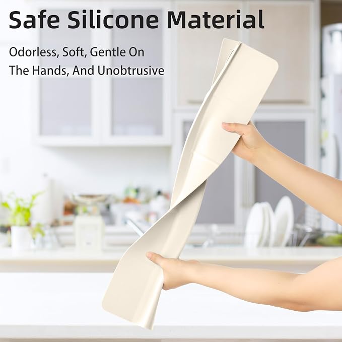 23" Ultra Silicone Sink Splash Guard Released in 2026,Self-Draining Water Splash Guard for Kitchen Sink,Bathroom and Island,with 3.5" High Splash Guard & 7 Strong Suction Cup (Beige)
