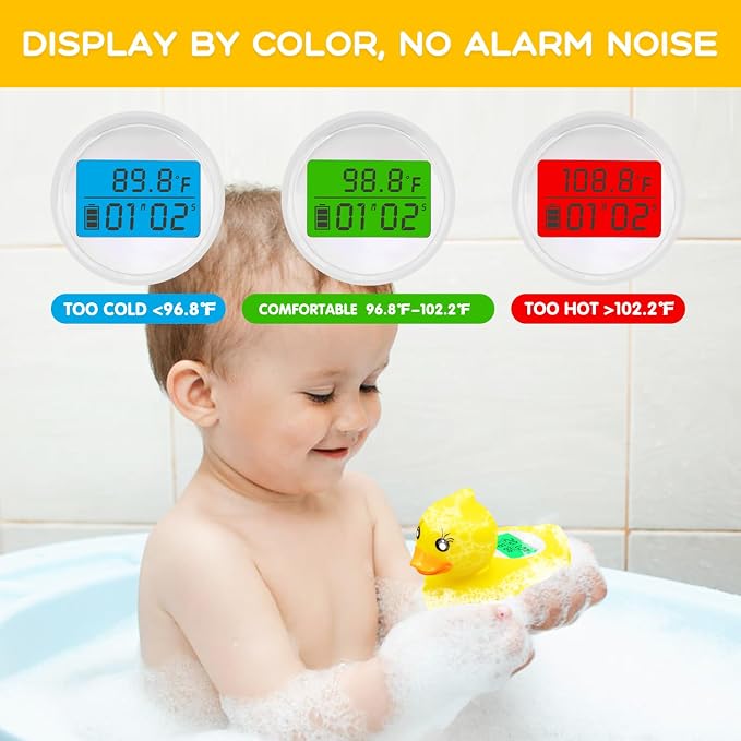 BabyElf Baby Bath Thermometer, Digital Bath Tub Water Temperature Monitor with Fast & Accurate Readings, Floating Duck Toy for Infant & Toddler Bathtub, Room Temperature Display