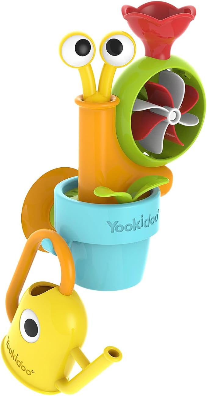 Yookidoo Toddler Baby Bath Toy (Ages 1-3) Pop-up Snail Sprinkler - Garden Adventure Set with Watering Can (Mold Free) Attach to Any Tub or Shower Fun for Bath time - Great for Boys,Girls,& Kids