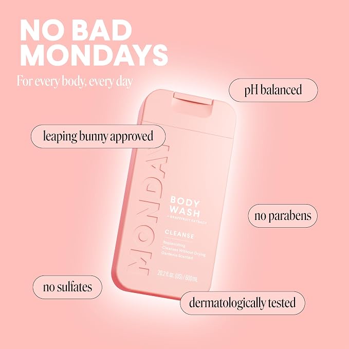 MONDAY HAIRCARE CLEANSE Body Wash with Grapefruit Extract, Hyaluronic Acid, Shea Butter, Coconut Oil for Normal to Oily/Combination Skin 600 mL (Dual Pack)