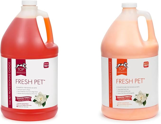 Fresh Pet Dog Cat Shampoo and Conditioner Pairs Reduces Mats Tangles Adds Sheen Two Bottle Combos for Less (17 Ounce Bottle Pair)