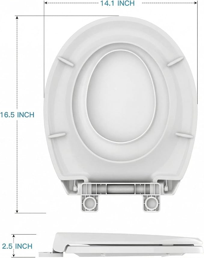 Toilet Seat Cover,17” Toddler Toilet Seat with Built-In Child Potty Training Seat, Soft-Close Hinges, PP Material, Easy Install, Set of 2 for Family Bathroom - White