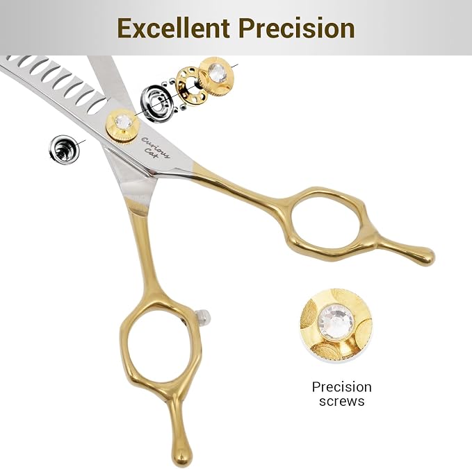 Dog Grooming Scissor,Pet Curved Chunkers Shears 7.0'' 440C Thinning Scissors for Precision Pet Hair Cutting