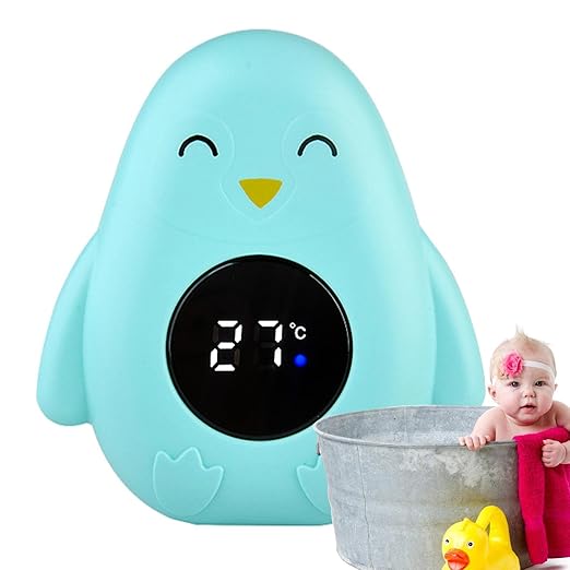 Bathtub Temp Gauge – LCD Floating Water Thermometer, Water Floating Digital Bath Temperature Meter | Accurate Measurement Safety Cartoon Penguin Shape Temperature Tester for Kids Boys Girls