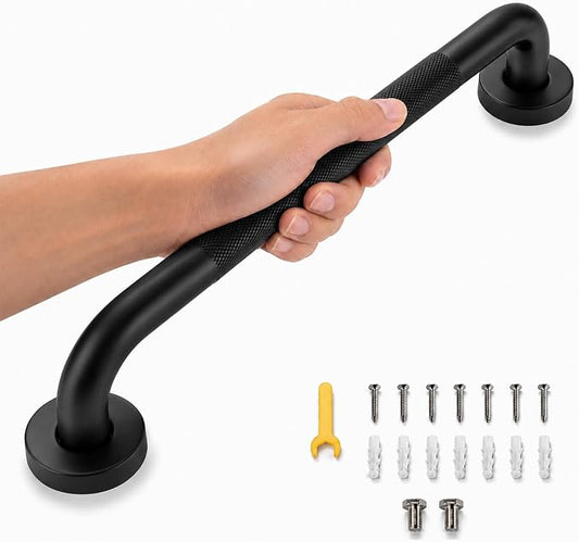 16 Inch Grab Bars for Shower, Black Anti Slip Grab Bar for Bathtubs Showers Toilet, Stainless Steel Safety Shower Grab Bar,Wall Mounted Shower Handle Handicap Bars for Senior Elderly