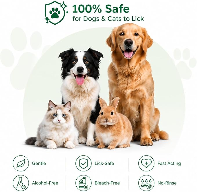 Pet Cleaning Glove Wipes for Dogs & Cats, Thick 90g No-Rinse Deodorizing Grooming Wipes, Hypoallergenic Disposable Bathing Gloves for Daily Care & Travel, Coconut Scent, 20 Pcs