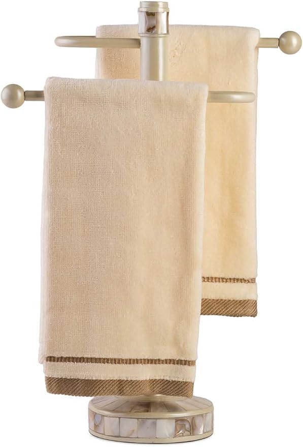 Creative Scents Cotton Fingertip Towels Set - 4 Pack - 11 x 18 Inches Decorative Extra-Absorbent and Soft Terry Towel for Bathroom - Powder Room, Guest and Housewarming Gift (Cream and Brown)