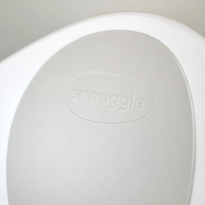 Shnuggle Newborn Baby Bath | Built in Support Bump and Soft Backrest | Suitable from Newborn | Bath Seat Support Includes Plug | White with Grey Backrest