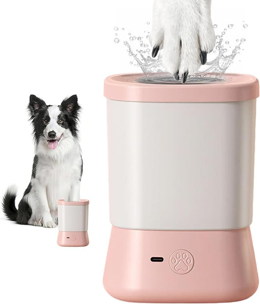 Electric Dog Paw Cleaner for Dogs，2 Speeds Automatic Dog Foot Paw Washer for Small Medium to Large Cat Dog Pet (Pink)