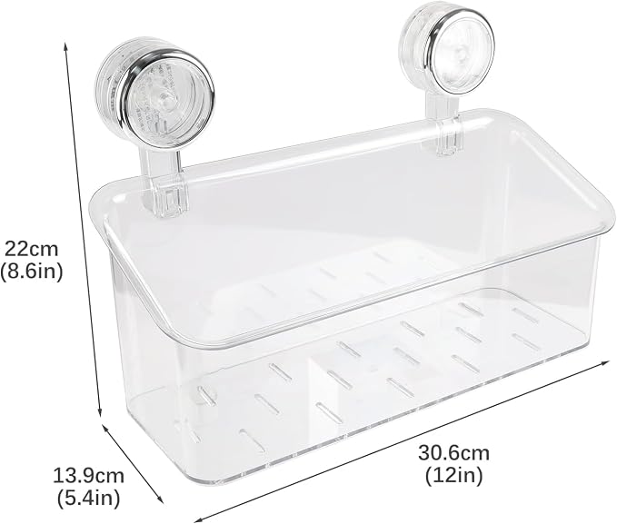 2 Pack Bath Toy Storage Organizer,Kids Bathtub Toy Holder with Drain Holes,clear Powerful Suction Shower Caddy for Bathtub,No Drilling Shower Caddy Suction Cup for Bathroom,Kitchen