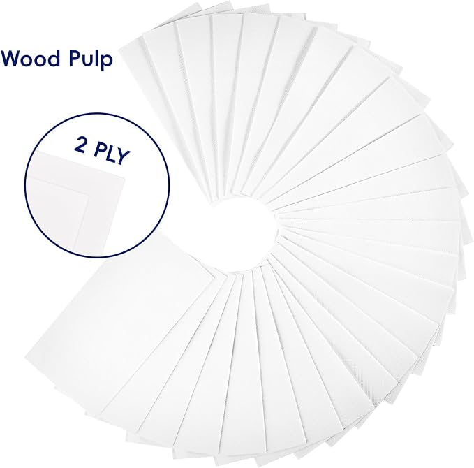 JOLLY CHEF 200 Pack Disposable Paper Napkins, Soft Bathroom Napkins for Guests, 2-Ply White Paper Hand Towels for Halloween, Wedding, Thanksgiving