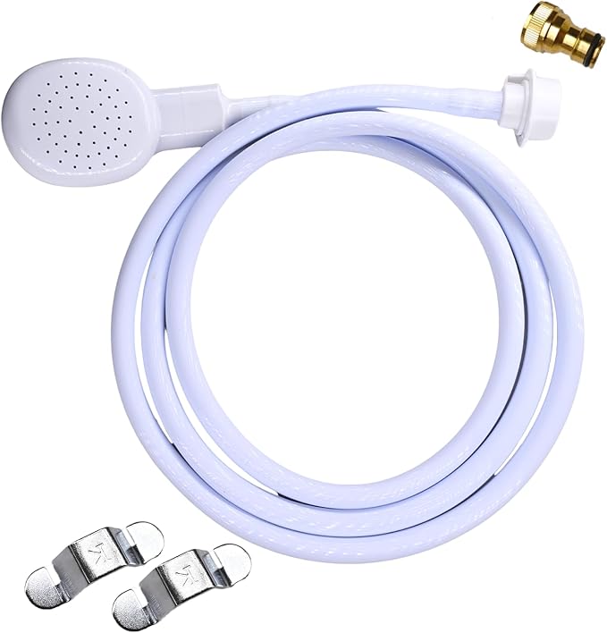 2m/6.56ft Sink Spray Hose,Portable Sink Hose Sprayer With Adapter and Wrench, Shampoo Sprayer Handheld Hose Spray Hose for Bathing,Pets,Washing Hair,Rinsing Vegetables